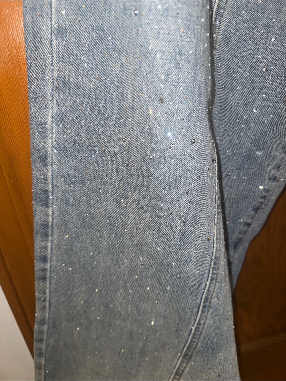 NWT Edikted Wide-Leg Sparkle Rhinestone Jeans - Picture 4 of 6